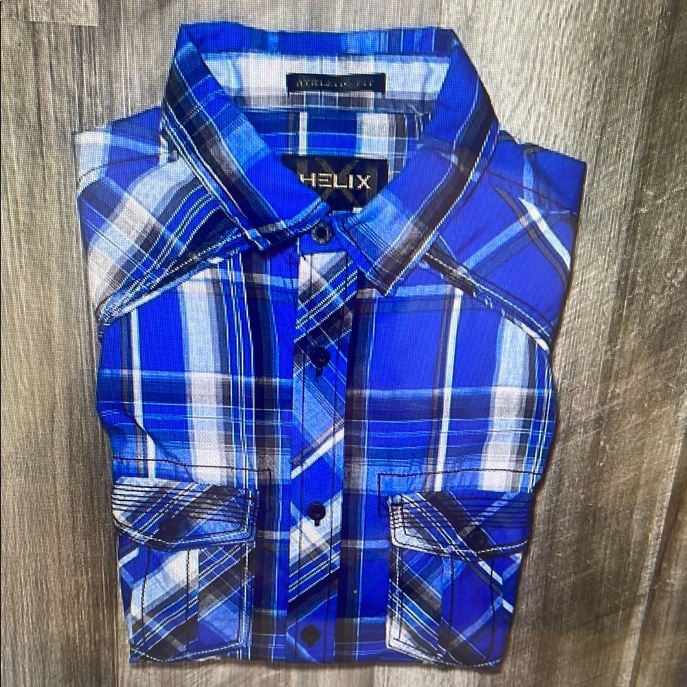 Helix Men's Blue Plaid Shirt